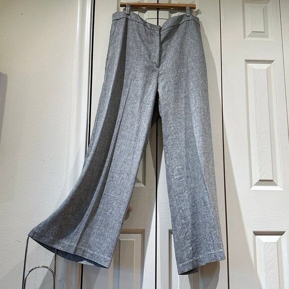 NWT H&M Gray Melange Drapey Creased High Waisted Wide Leg Trouser Dress Pants 16 - Picture 4 of 12